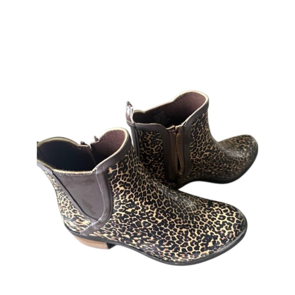 Lucky Brand Basel H2O Leopard Print Rain Booties Size 7M